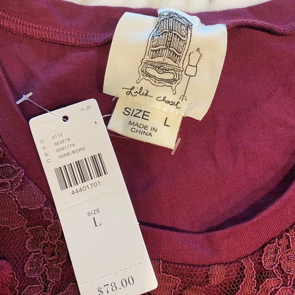 Burgundy Anthropologie Lace Top - Picture 3 of 5